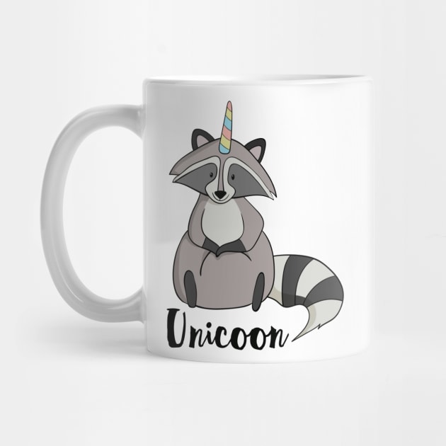 Unicoon, Funny Raccoon With Unicorn Horn by Dreamy Panda Designs